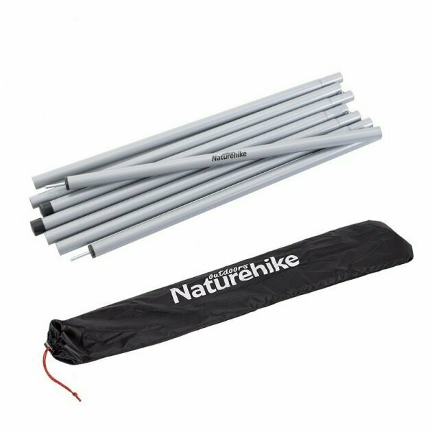 Стійки для тенту сталеві оцинковані Naturehike Steel poles Updated NH20PJ041, 16ммх2м, сірі (2 шт) 