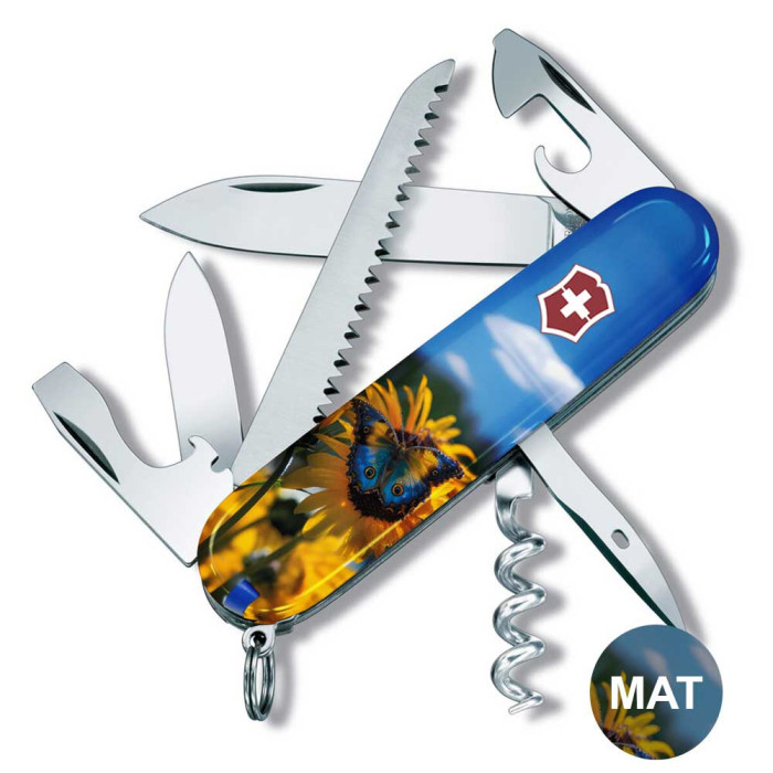 Складаний ніж Victorinox CAMPER UKRAINE Соняшники та метелик 