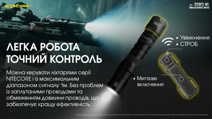 Кнопка тактична, виносна на зброю Nitecore RSW2i WL (бездротова) 