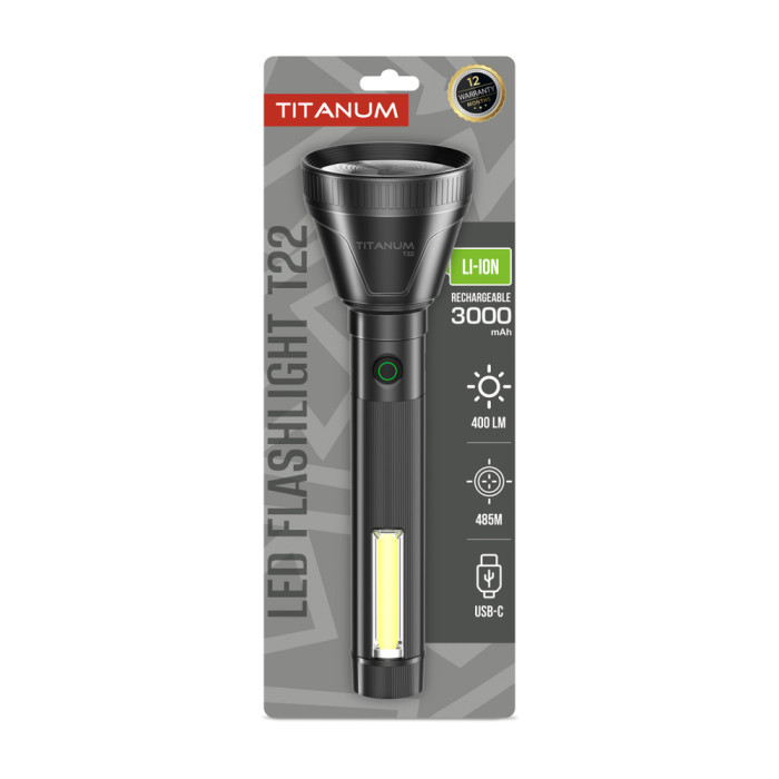 Портативний світлодіодний ліхтар TITANUM TLF-T22 400Lm Black