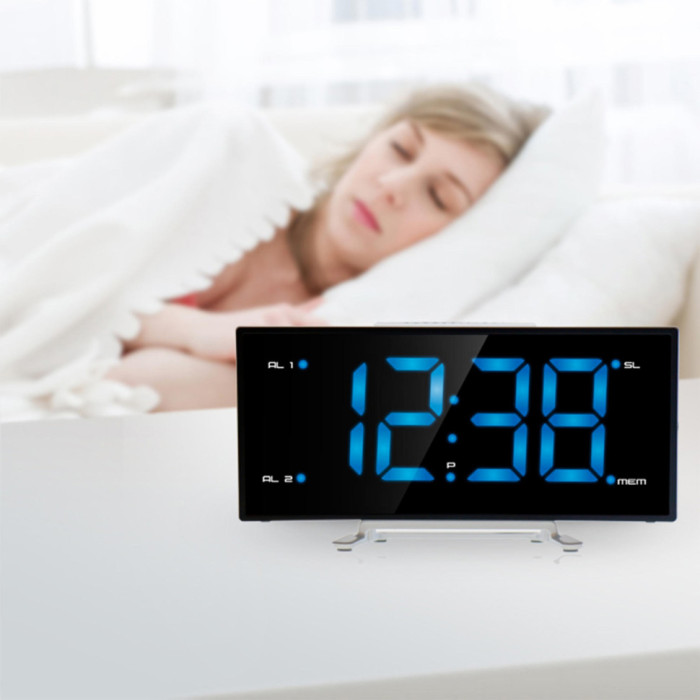 Годинник настільний з радіо Technoline WT460 Blue LED Black/Silver (WT460 blaue LED) 