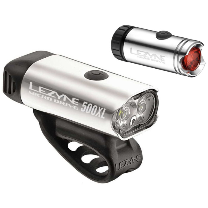 Комплект велофар Lezyne MICRO DRIVE 500XL /MICRO PAIR сріблястий 500/180 люменів Y12 