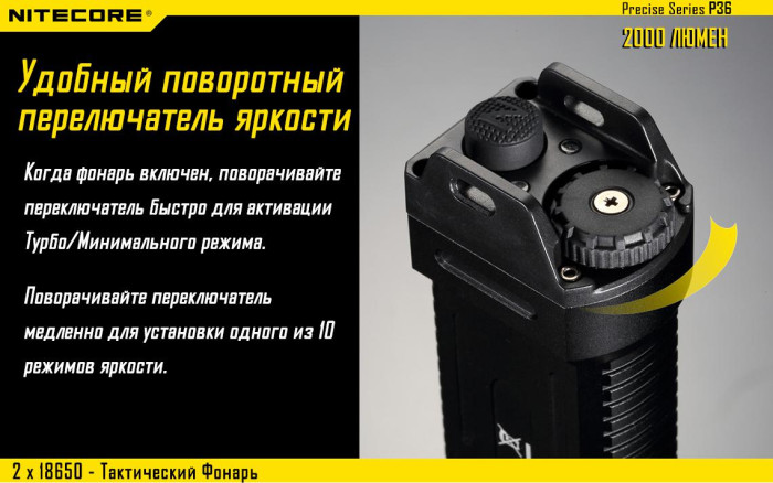 Кишеньковий ліхтар Nitecore P36, 2000 люмен 
