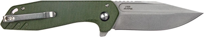 Ніж CJRB Riff SW, AR-RPM9 Steel, Micarta green 