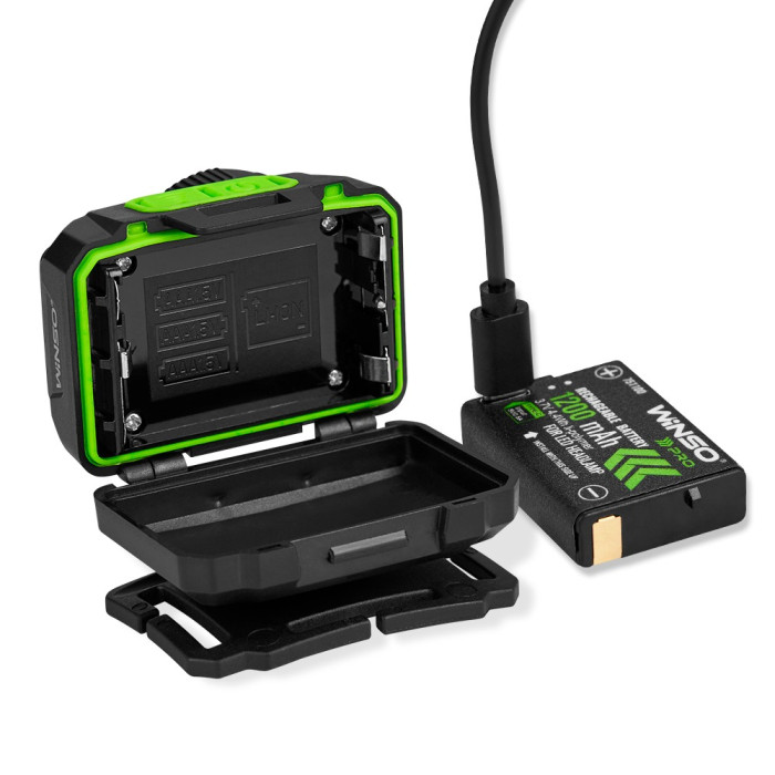 Ліхтар налобний Winso PRO 550Lm, 3W CREE XPG + COB, 1200mAh/3xAAA, Zoom, Sensor White/Red 