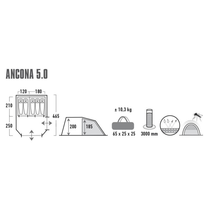 Намет High Peak Ancona 5.0 Nimbus Grey 