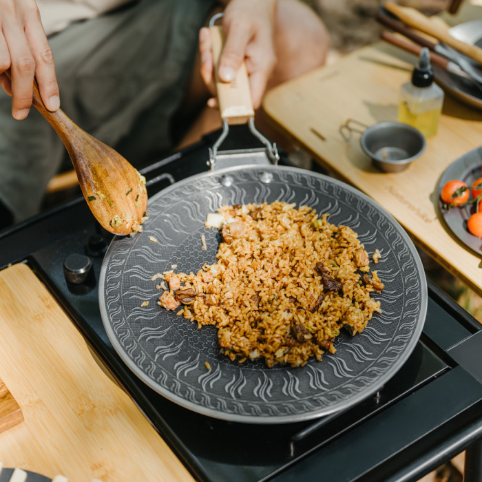 Сковорода з нержавіючої сталі зі складаною ручкою Naturehike CNK2550CF011, 29,5 х 29,5 см 