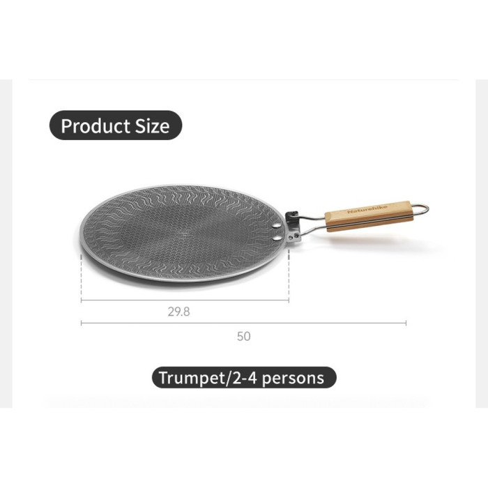 Сковорода з нержавіючої сталі зі складаною ручкою Naturehike CNK2550CF011, 29,5 х 29,5 см 