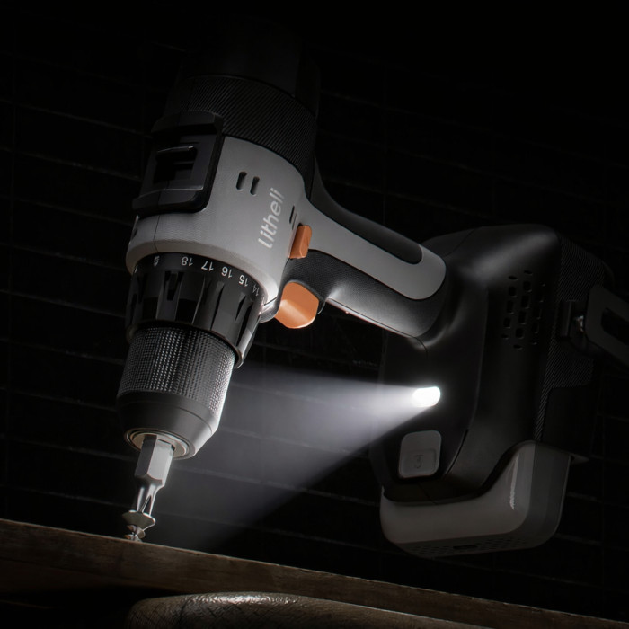 Акумуляторний дриль‑шурупокрут Litheli безщітковий, живлення від павербанку (УМБ Litheli Power Bank 20000 mAh, 45 W, 2А в комплекті) 