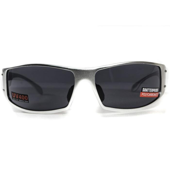 Окуляри Global Vision BAD-ASS 2 Silver (gray) чорні в металевій оправі 