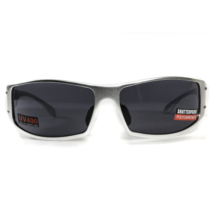 Окуляри Global Vision BAD-ASS 2 Silver (gray) чорні в металевій оправі 