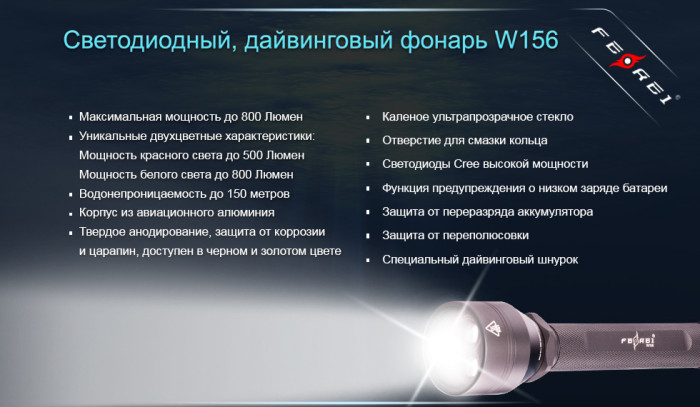 Підводний Ліхтар Ferei W156 Kit, 3000 лм. 