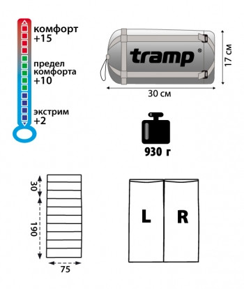 Спальний мішок Tramp Fluff, TRS-017.02, лівий 