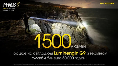 Ліхтар Nitecore MH40S (Luminengin G9, 1500 люмен, 7 режимів, 2x21700, USB Type-C), комплект 