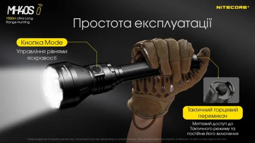Ліхтар Nitecore MH40S (Luminengin G9, 1500 люмен, 7 режимів, 2x21700, USB Type-C), комплект 
