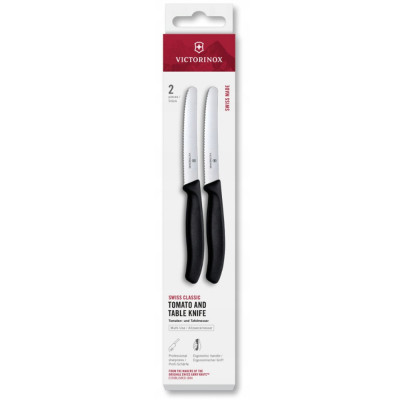 Набір ножів для томатів Victorinox Swiss Classic 2 ножа 11см хвил чорн 6.7833.2