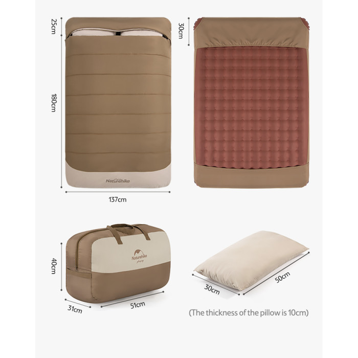 Спальний мішок двомісний Naturehike NH21MSD02, коричневий 
