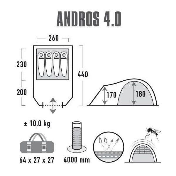 Намет High Peak Andros 4.0 (Dark GreyGreen) 