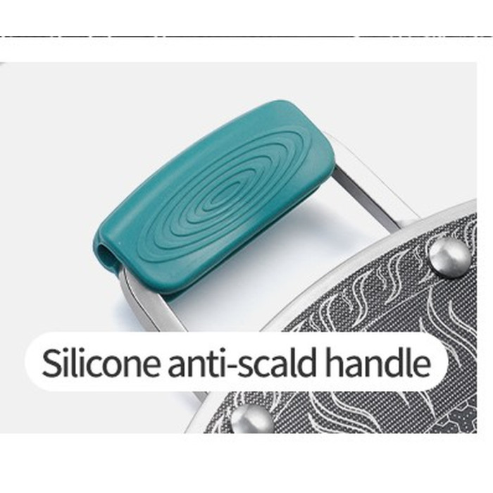 Сковорода з нержавіючої сталі з силіконовими ручками Naturehike CNK2550CF011, 34 х 34 см 