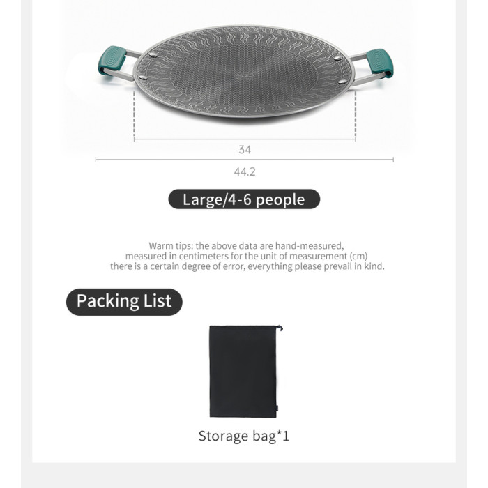 Сковорода з нержавіючої сталі з силіконовими ручками Naturehike CNK2550CF011, 34 х 34 см 