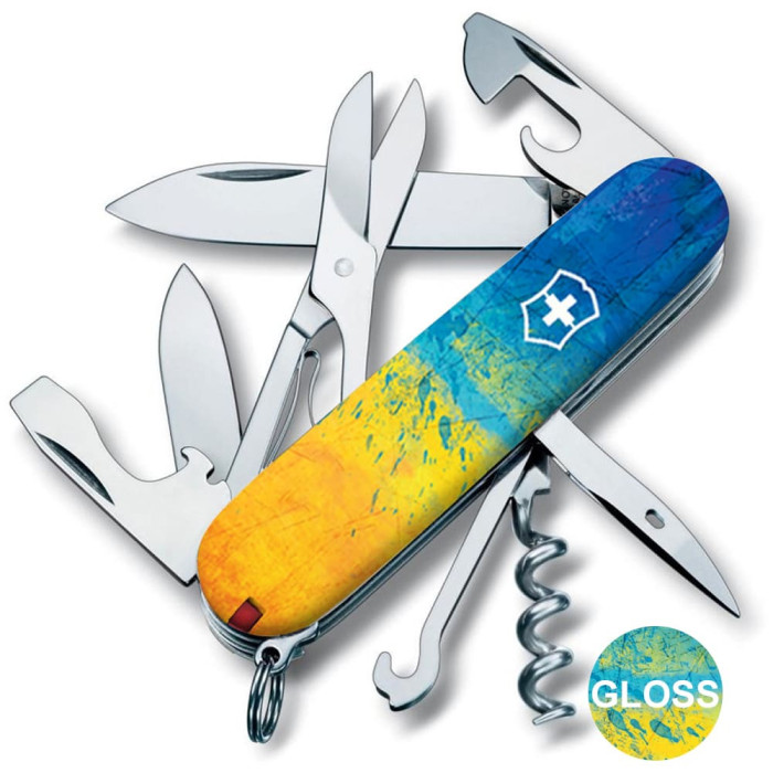 Складаний ніж Victorinox CLIMBER UKRAINE Жовто-синій малюнок 
