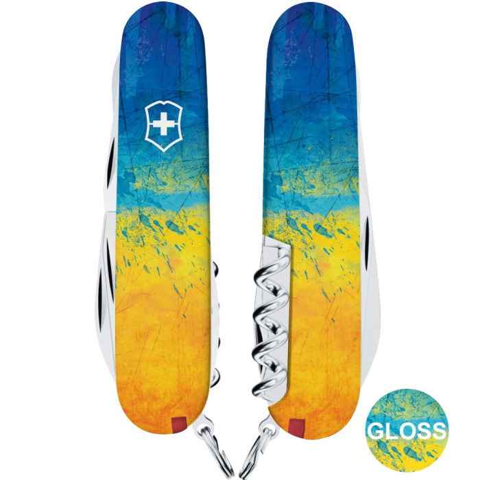 Складаний ніж Victorinox CLIMBER UKRAINE Жовто-синій малюнок 