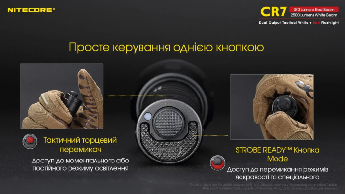 Ліхтар Nitecore CR7 (4xCree XP-G3, 2500 люмен, 4xCREE XPE, 370 люмен) 