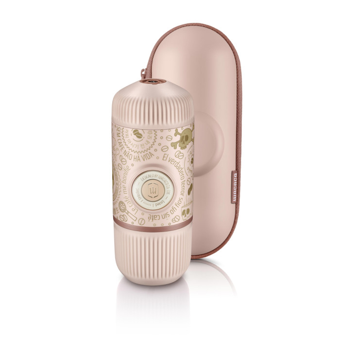Портативна еспресо-кавоварка Wacaco Nanopresso рожева з чохлом 