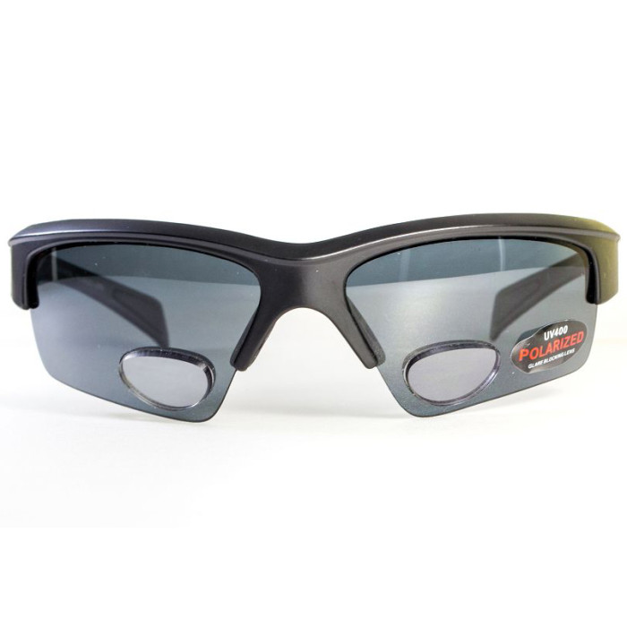 Окуляри BluWater Bifocal - 2 (+2.0) Polarized (gray) чорна біфокальна лінза з діоптріями 