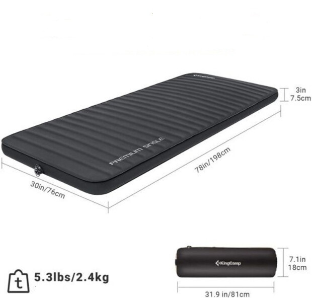 Самонадувний матрац KingCamp PREMIUM SINGLE (KM2001) BLACK 