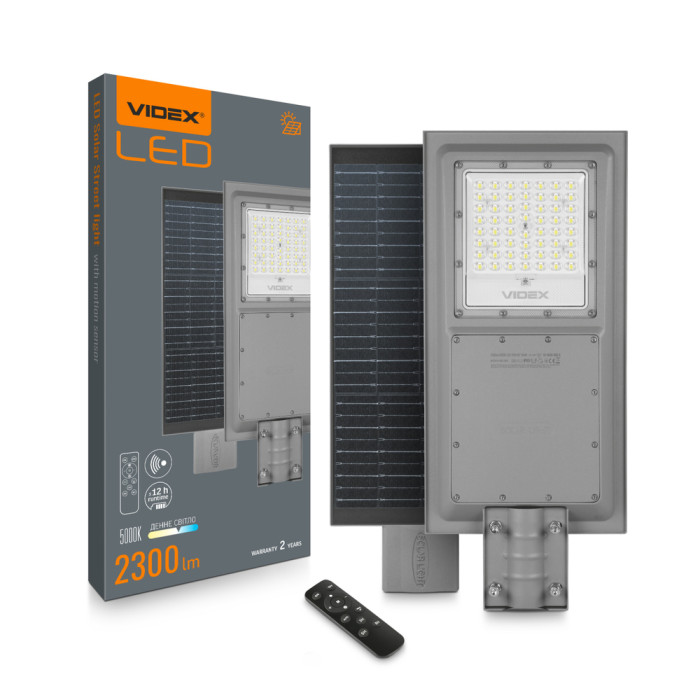 Ліхтар вуличний автономний Videx LED 2300Lm 5000K (VL-SLSO-082-S) 