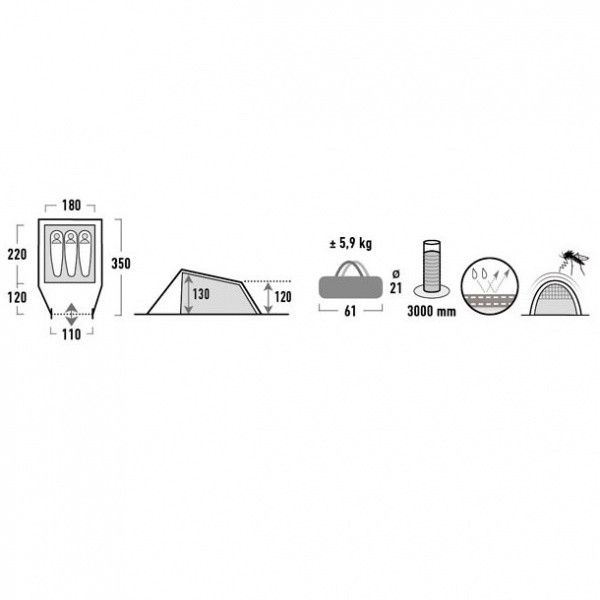 Намет High Peak Ascoli 3 (Dark grey /Red) 