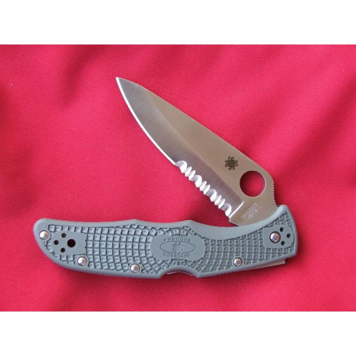 Ніж Spyderco Endura 4, напівсеррейтор, сіро-зелений (C10PSFG) 