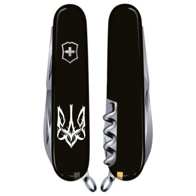 Ніж Huntsman Ukraine 91мм/15функ/чорн /Тризуб готичний біл.