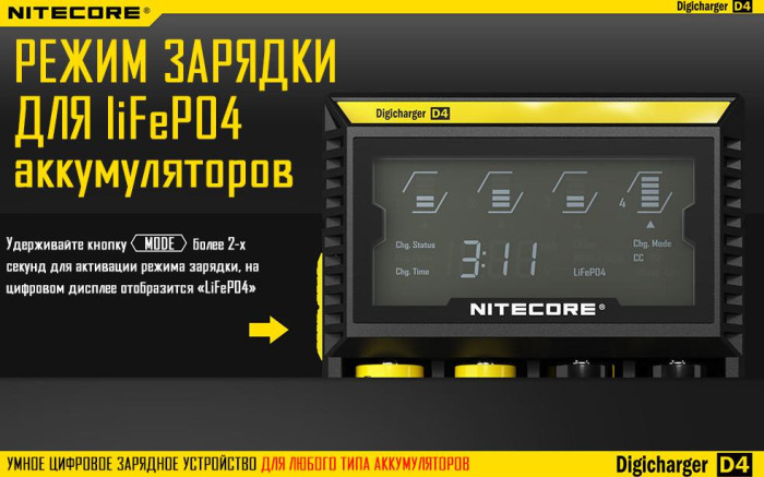 Зарядний пристрій Nitecore Digicharger D4 (4 канали) 