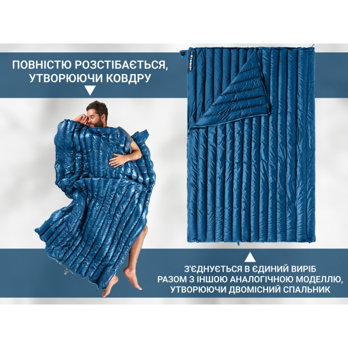 Спальний мішок з натуральним пухом Naturehike CWM295 CNK2300SD013, блакитний 