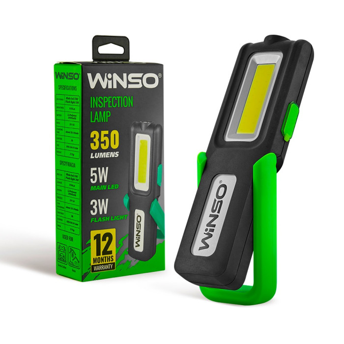 Ліхтар портативний Winso 350Lm, 5W COB + 3W, 2000mAh, White 