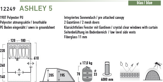 Намет High Peak Ashley 5 Blue 