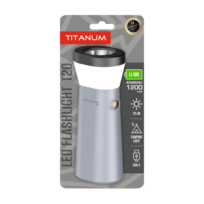 Портативний світлодіодний ліхтарик TITANUM TLF-T20 70Lm Gray 