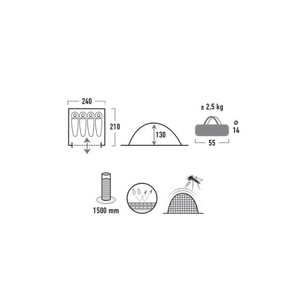 Намет High Peak Monodome XL 4 (Blue /Grey) 