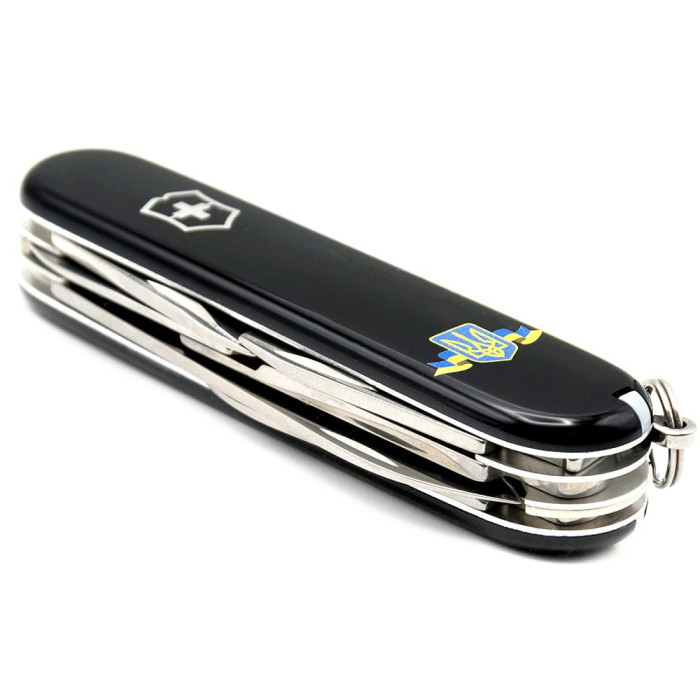 CLIMBER UKRAINE 91мм/14функ/чорн /штоп/ножн/гак / Герб України зі стрічкою 