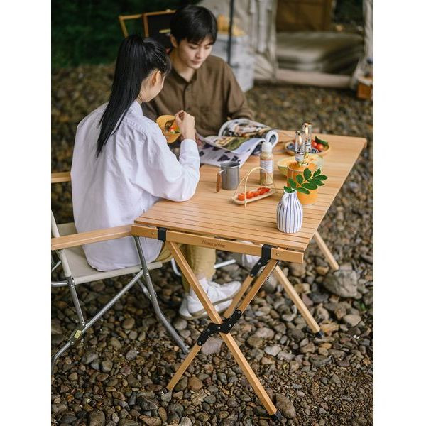 Стіл розкладний дерев'яний Naturehike NH19JJ009, світле дерево, великий 