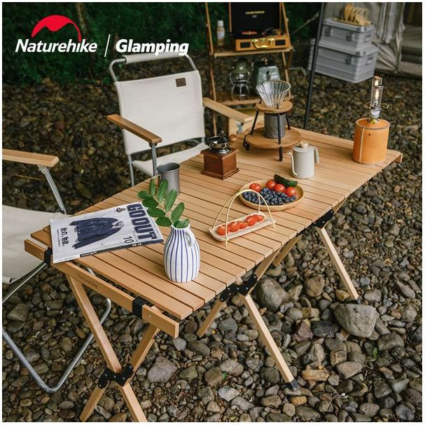 Стіл розкладний дерев'яний Naturehike NH19JJ009, світле дерево, великий 