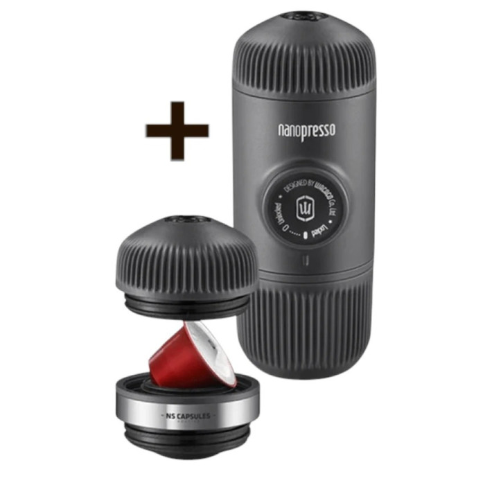 Портативна еспресо-кавоварка Wacaco Nanopresso+ з адаптером для капсули 
