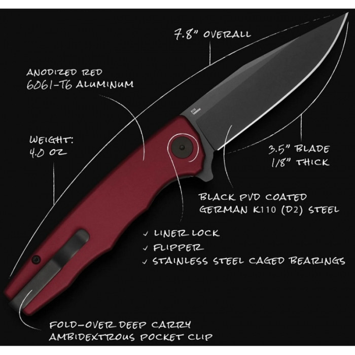 Ніж Ocaso Strategy, Red Aluminum, Black 