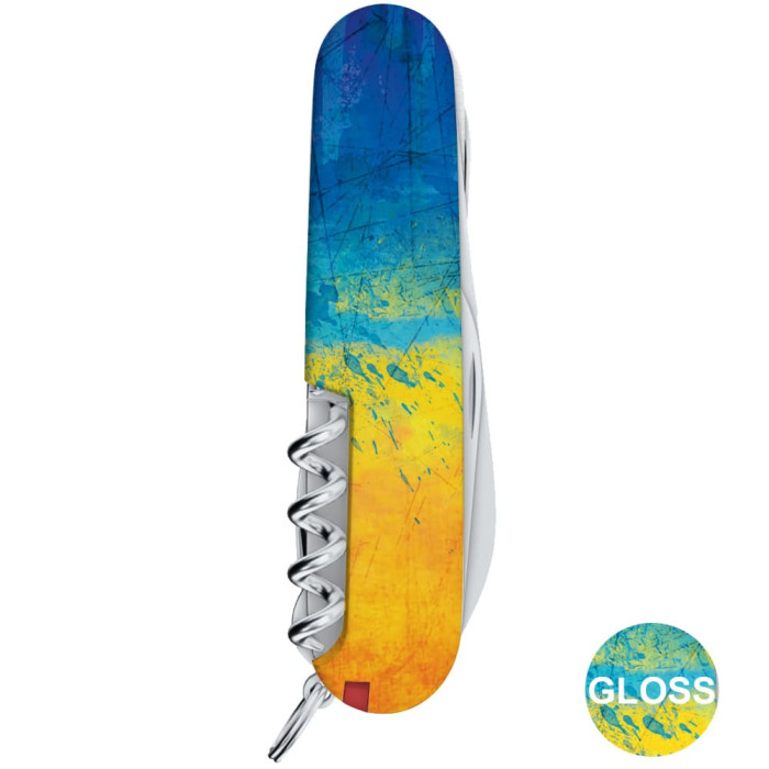 Складаний ніж Victorinox HUNTSMAN UKRAINE Жовто-синій малюнок 