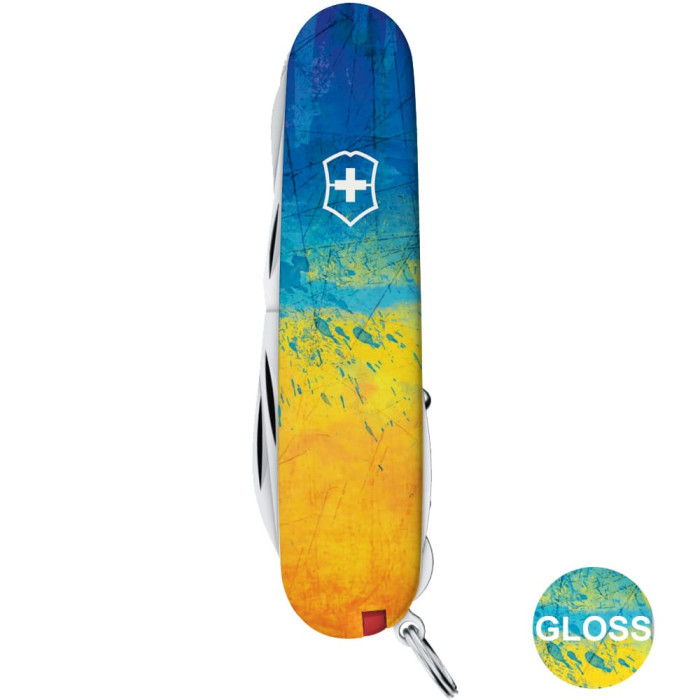 Складаний ніж Victorinox HUNTSMAN UKRAINE Жовто-синій малюнок 