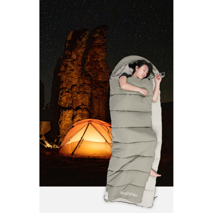 Спальник з капюшоном Naturehike M180 NH20MSD02, лівий, сірий (6975641886655) 