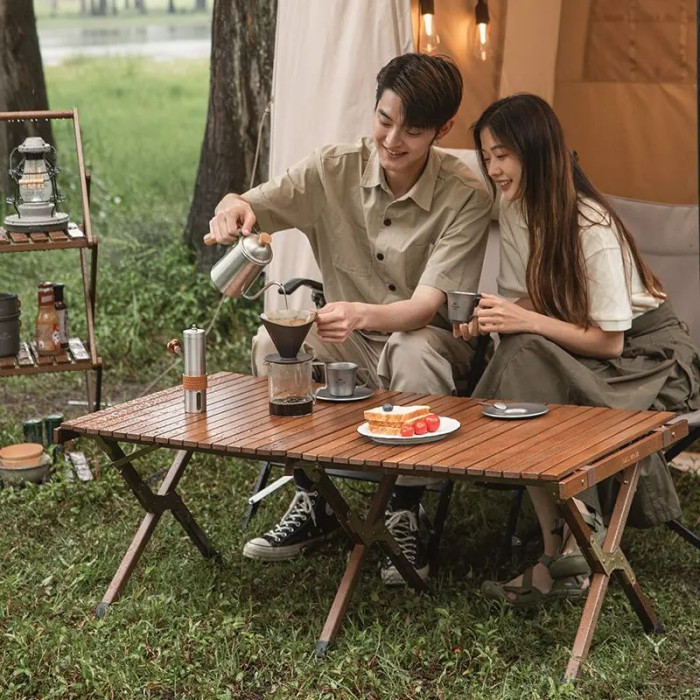 Стіл розкладний дерев'яний Naturehike NH19JJ009, темне дерево, малий 