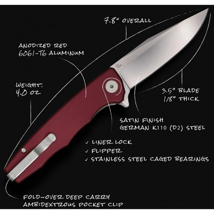 Ніж Ocaso Strategy, Red Aluminum, Satin 